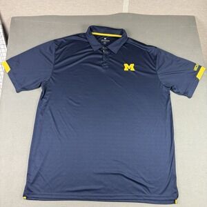 Michigan Wolverines Polo Shirt Mens 5XLT Tall Navy Yellow Golf Stretch